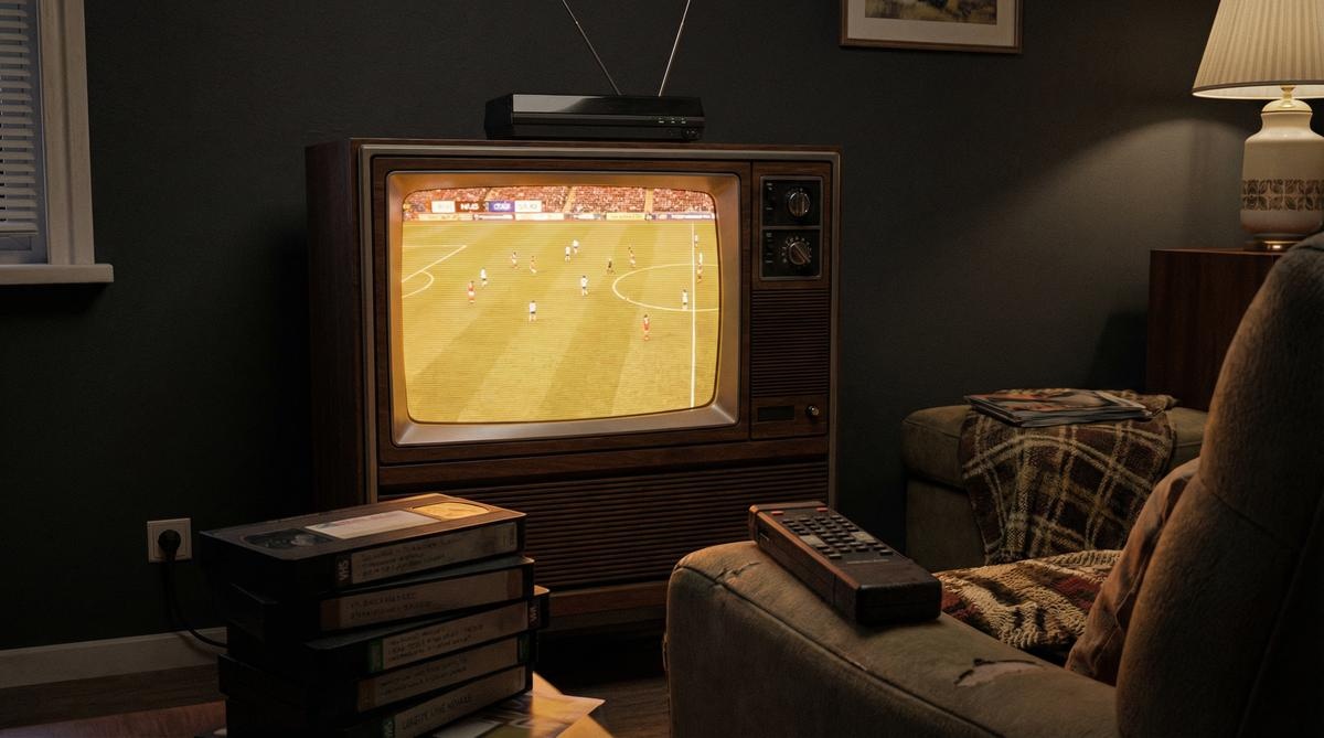 温馨客厅中复古电视播放足球直播 - 半岛体育