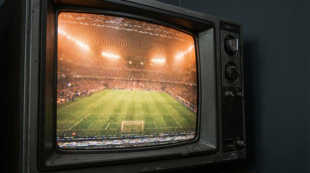 复古电视框架内的足球场画面 - 半岛体育